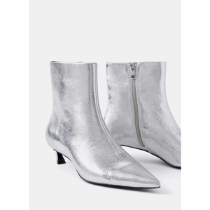 Mint Velvet Silver Leather Ankle Boots